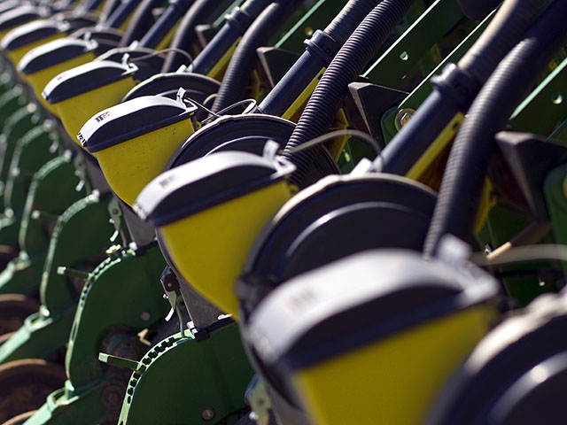 Precision Planting gear already appears on many John Deere planters. Now Deere will own the company. (DTN/The Progressive Farmer photo by Brian Hill)